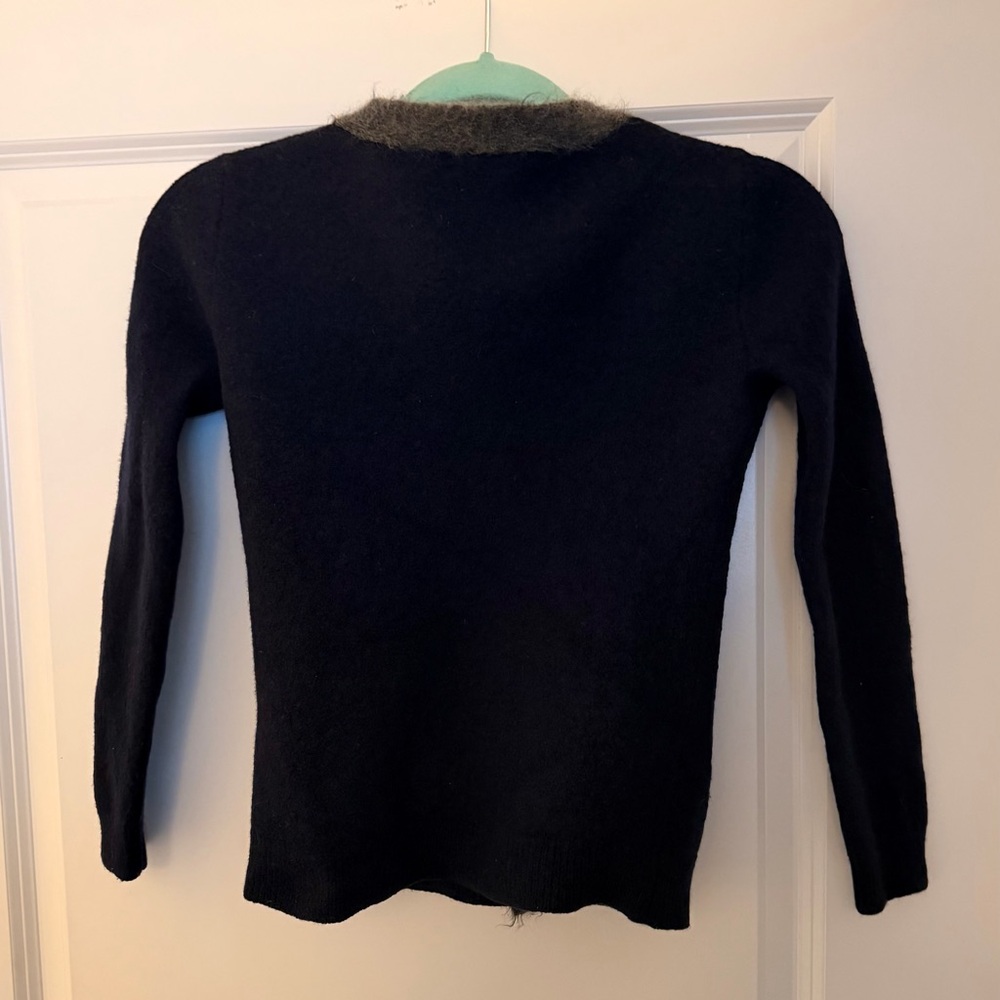 💯 Wool J. Crew Navy blue Cardigan with Gray Trim - Picture 4 of 8